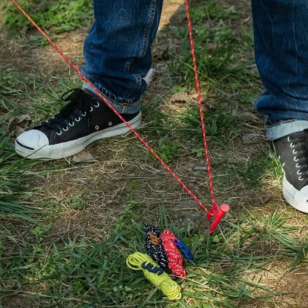 4 stuks reflecterende elastische scheerlijnen voor kamperen, met aluminium spanner, voor tent, zeil, luifel, outdoor wandelaccessoires.