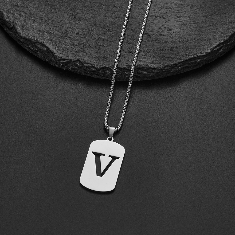 Collar con colgante de letras del nombre inicial para Hombre y mujer, joyería de acero inoxidable con A-Z del alfabeto, delicado, 2024