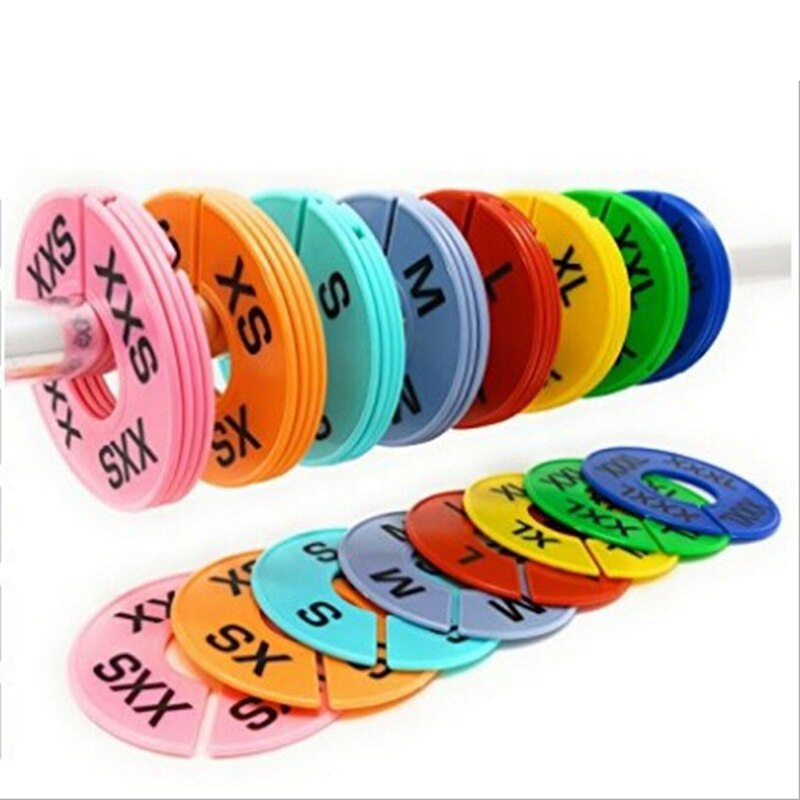 5 lege Ronde Rack Plastic Kleding Ring Maat Verdelers Past Ronde Vierkante Buis Kledingstuk Tags Maat Markering Ring