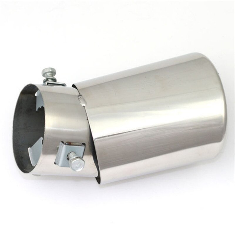 Silenciador de tubo de escape de acero inoxidable cromado, punta redonda Universal para coche