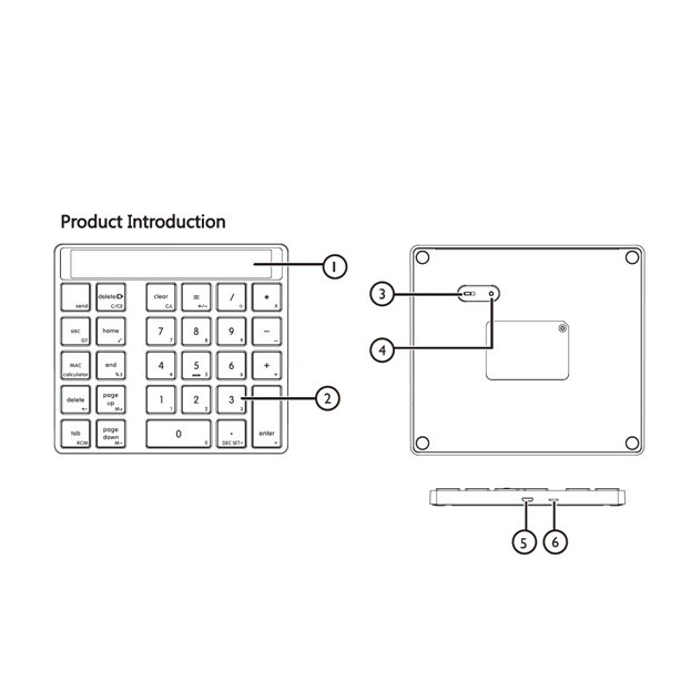 Bluetooth 2-In-1 Numeric Keypad Calculator Display di Carica Interruttore Calcolatrice Mini Computer Portatile