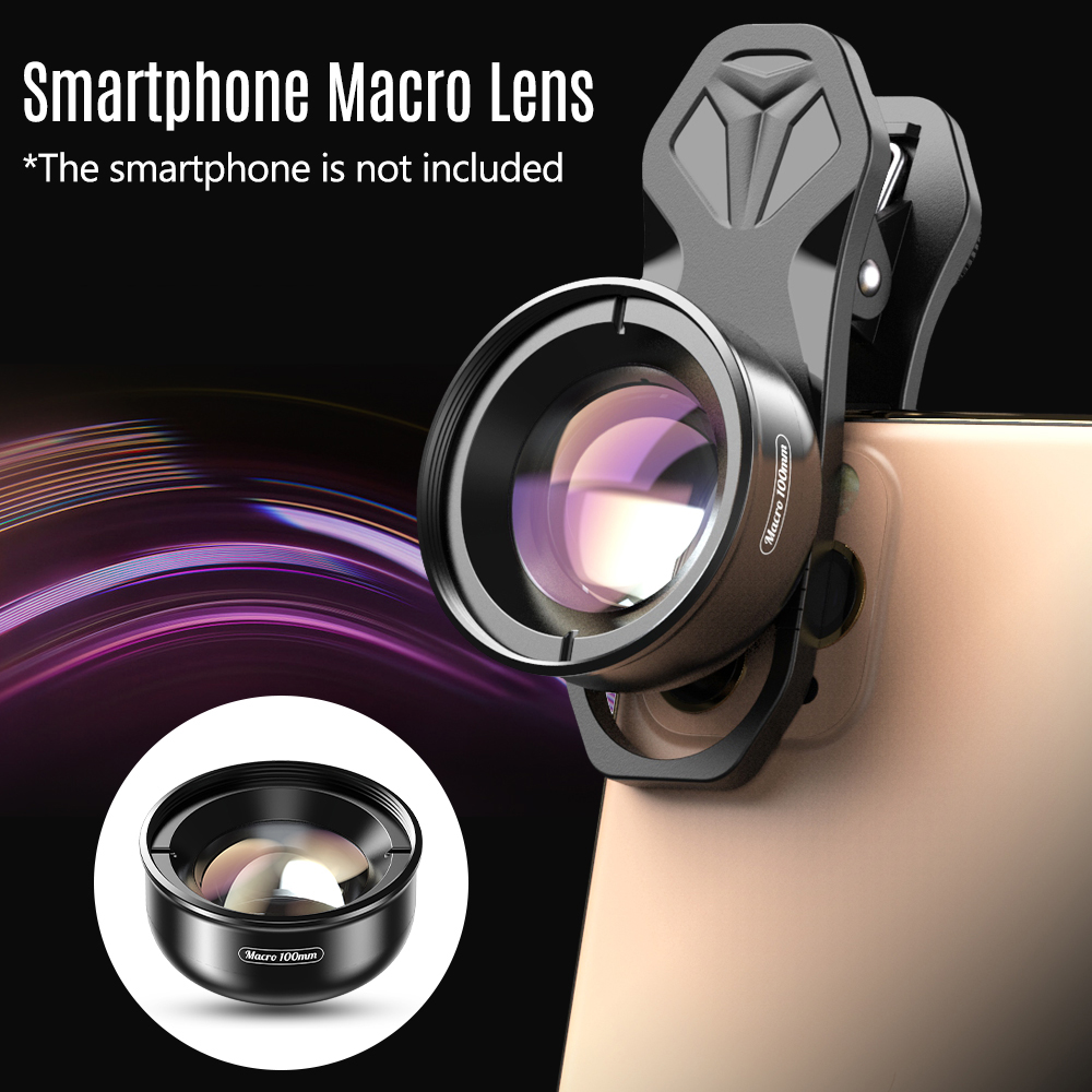 APEXEL APL-HB100mm Universal lente Macro 4K cámara de teléfono Lens Compatible con iPhone/11/XS Max/XR/X/8/8 Plus