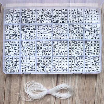 1620pcs Ronde Acryl Brief Kralen Set voor Kid Armbanden Ketting Maken Kralen Materiaal Plastic Alfabet Kralen boxs: Square-1200pcs