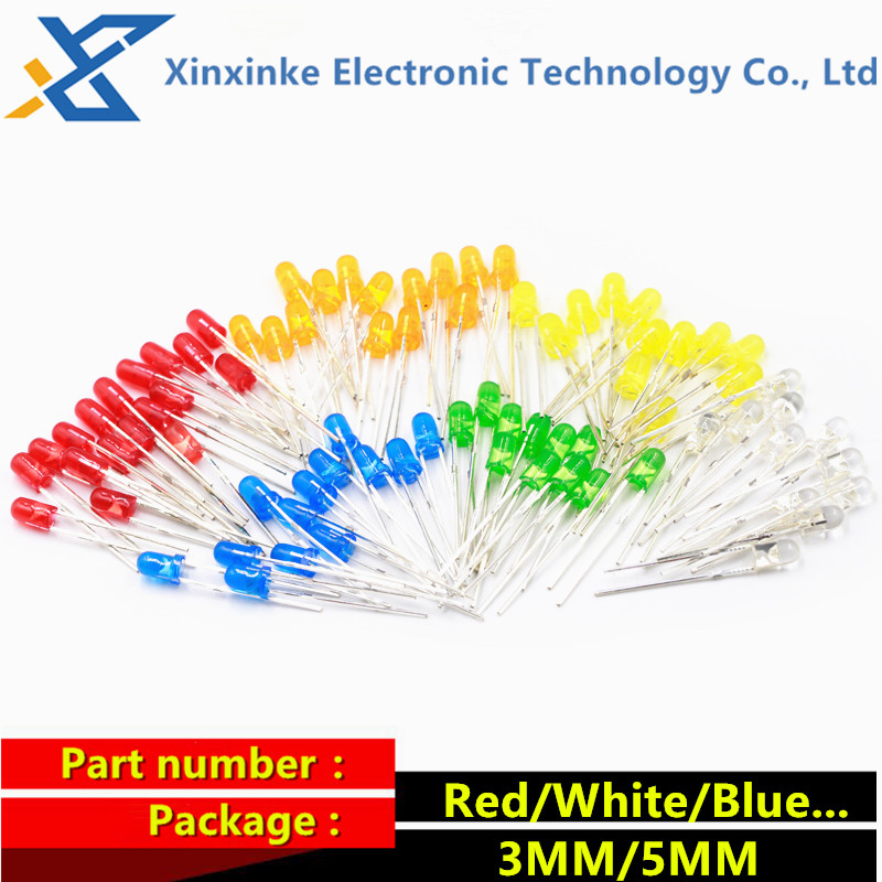 1000PCS 3MM F3 LED Light LED Luminous Tube Round Green Yellow Blue White Red Color LED Light Lamp Emitting Diode Short/Long