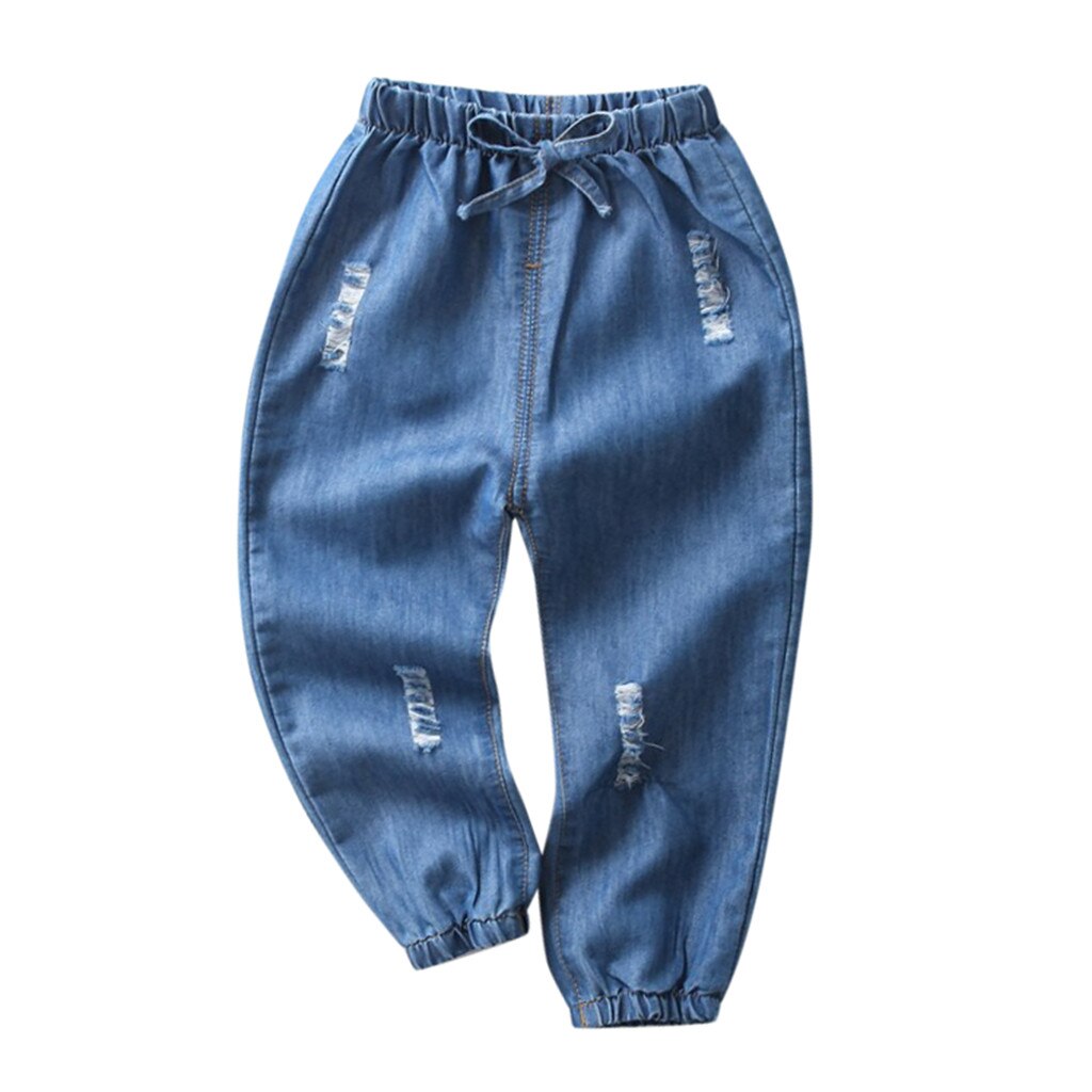 Jongens Broek Lange Broek Voor Meisje Kinderen Baby Jeans Cartoon Gat Denim Lange Broek Elastische Taille Jeans Kleding # C
