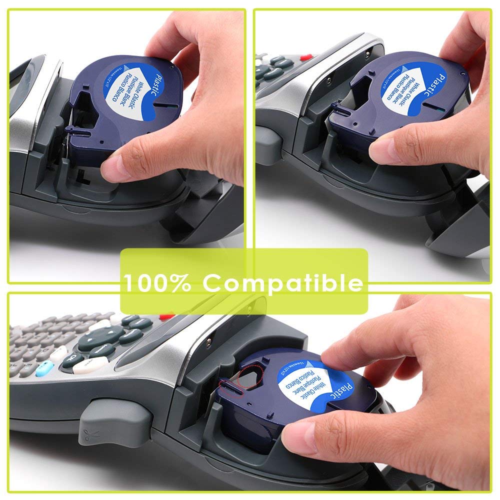 20PCS 91330 LT Label Tape 12mm*4m Compatible For Dymo Letratag Plastic 91200 91331 91201 12267 18769 18771 For LT-100H LT-100T