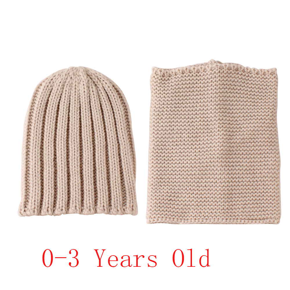 Conjunto de gorro y bufanda para bebé, otoño e invierno, de lana tejida, liso, para niño y niña, gorro y redecilla para niña, gorro para niño de 0-3 años