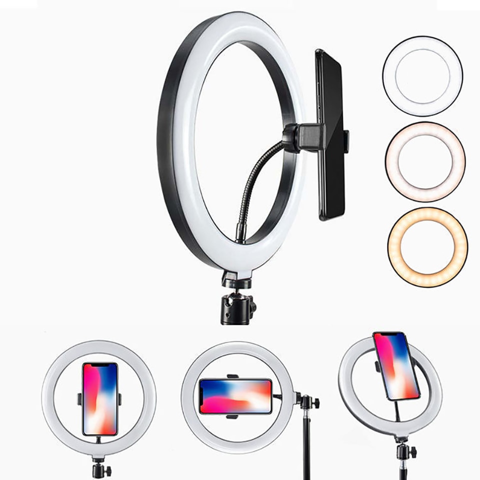 Ring Light Phone Ringlight with Stand Led Telephone Ringlamp Tripod Circle Ringht Right Light Selfie Ring Lamp for Photo Shoot