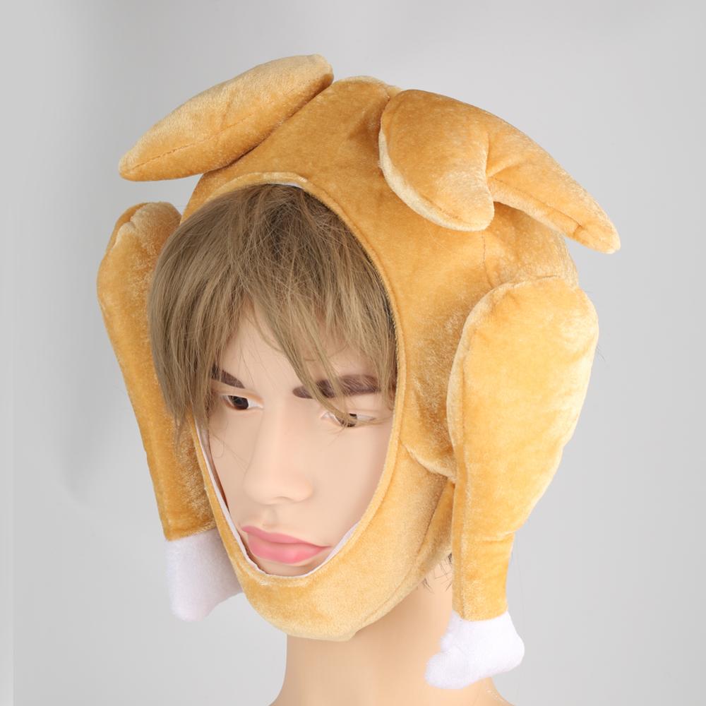 Roast Turkey Plush Hat Festival Costume Chicken Funny Hat Women Dinner Chef Thanksgiving Day Cosplay Unisex Easter Party Cap