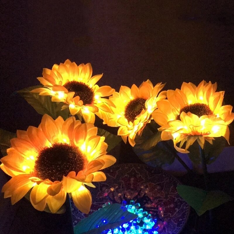 Solar Lights Sunflower Rose Lantern Waterproof Solar Led Lights Outdoor Street Garland Fairy Garden Decoration Outdoor Led Lamp
