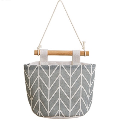 Pattern Cotton Linen Hanging Storage Bag Wall Mounted Wardrobe Hang Bag Wall Pouch Cosmetic Toys Organizer: C 6