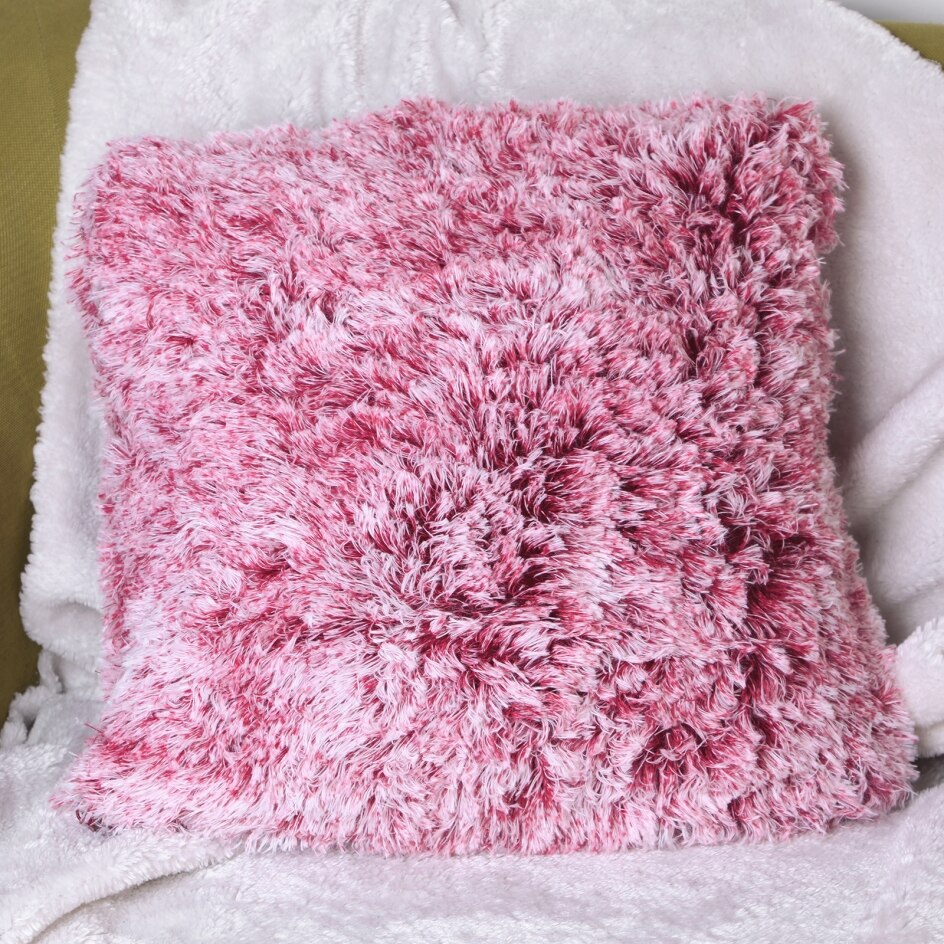 Varmt plysj furry putetrekk putetrekk dekorativt putetrekk hjem soverom sofa innredning hjemmeinnredning 45 x 45cm: 2 stk 45 x 45cm / Rød