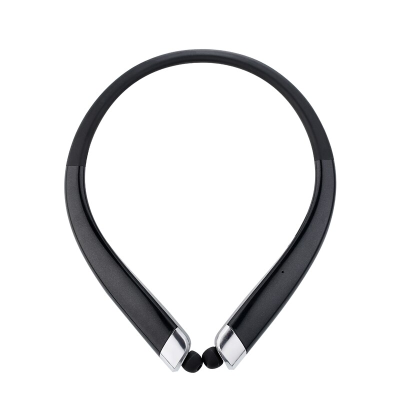 Bluetooth Headset Intrekbare Oordopjes Nekband Sport Waterdichte Hoofdtelefoon Draadloze Stereo Oortelefoon met Microfoon Voor IPhone Samsung: Black