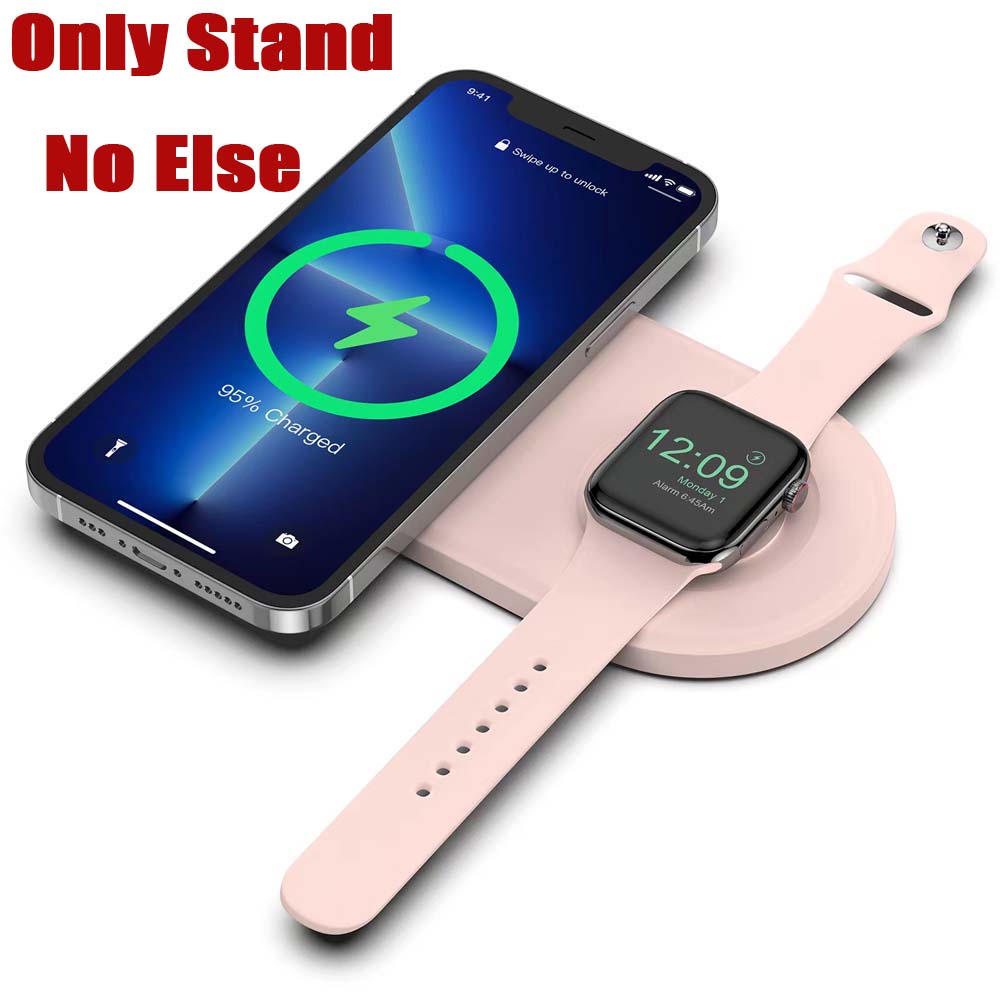 Til apple iphone magsafe airpods iwatch magnetisk trådløs oplader stand opladningsholder slank silikone pad flad dok base: Hvid