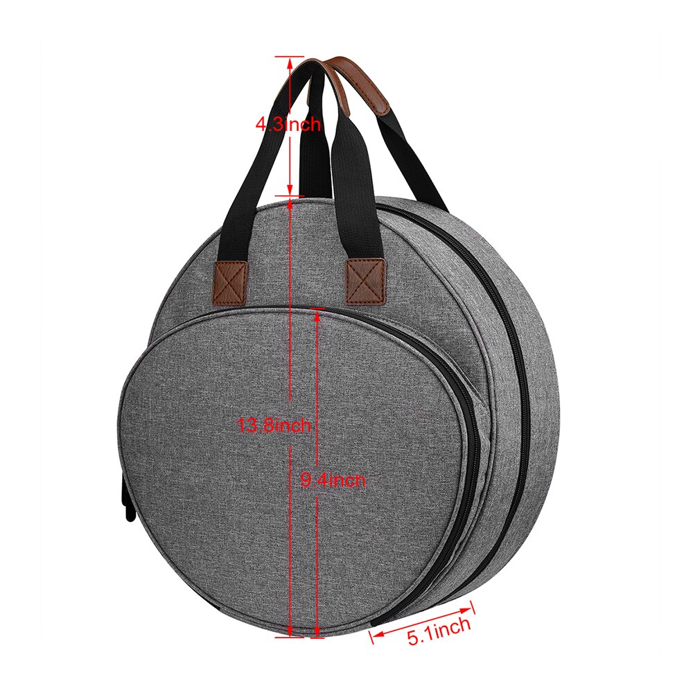 Bolsa de pano oxford cinza redonda para bordado, bolsa de armazenamento para linha de bordar, 1 peça