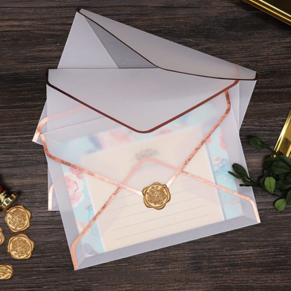 2 uds Semi-transparente de papel de ácido sulfúrico sobres dorado Tarjeta de invitación del banquete de boda Vintage cubierta para de embalaje de tarjeta postal