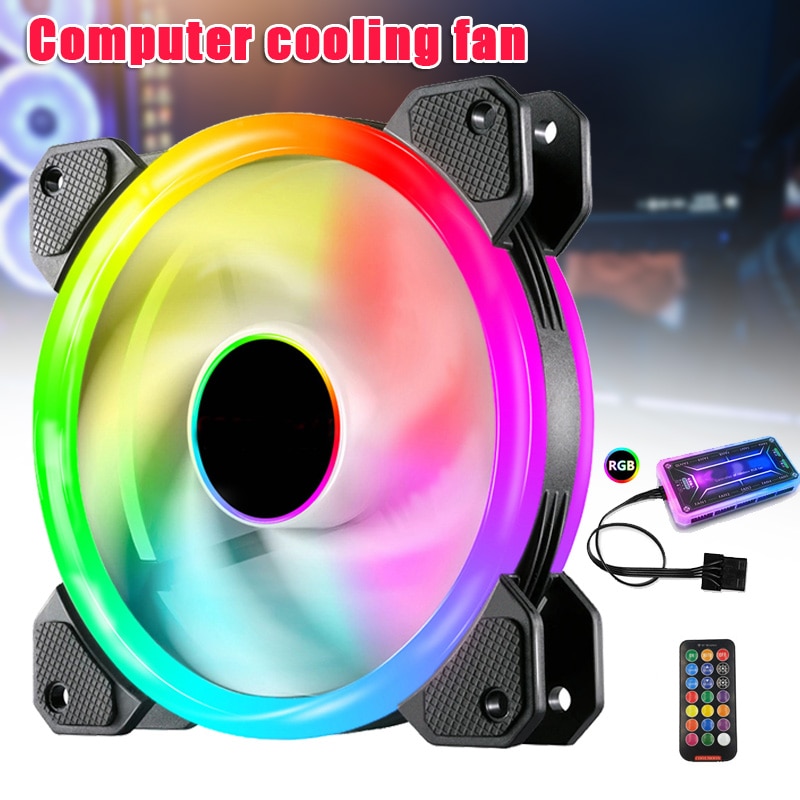 RGB Cooling Fan Computer Case Radiator Fan Adjustable RGB High Performance Quiet 120mm Case Fan PC FKU66
