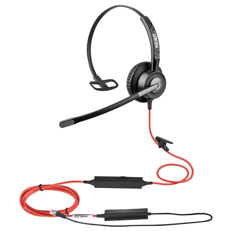BS19 Wired Earphone with microph,Noise Reduction,Call center Communication headset headphone,Fit for PC/Phone/Laptop/Home Office: dark blue