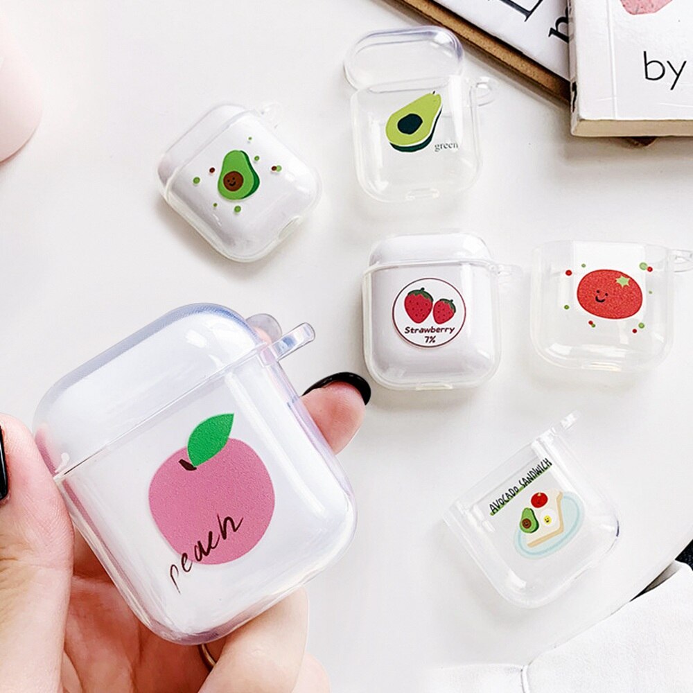Sødt silikone cover gennemsigtig bluetooth trådløst etui til airpods 2 etuier til airpod apple med nøglering stødsikker coque etui