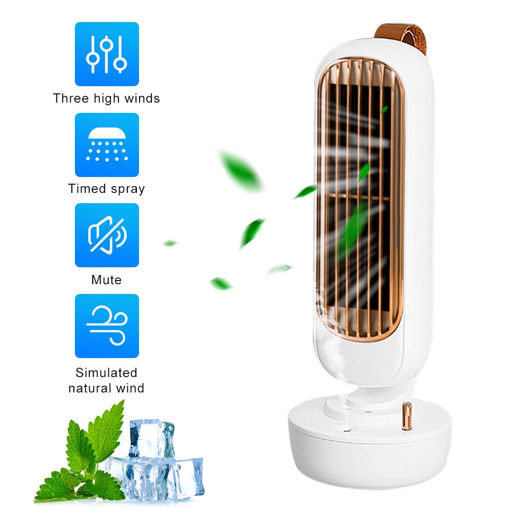 Portable Retro Bladeless Fan Summer Cooling Fan USB Air Conditioner Spray Humidification Desktop For Home Office Fan