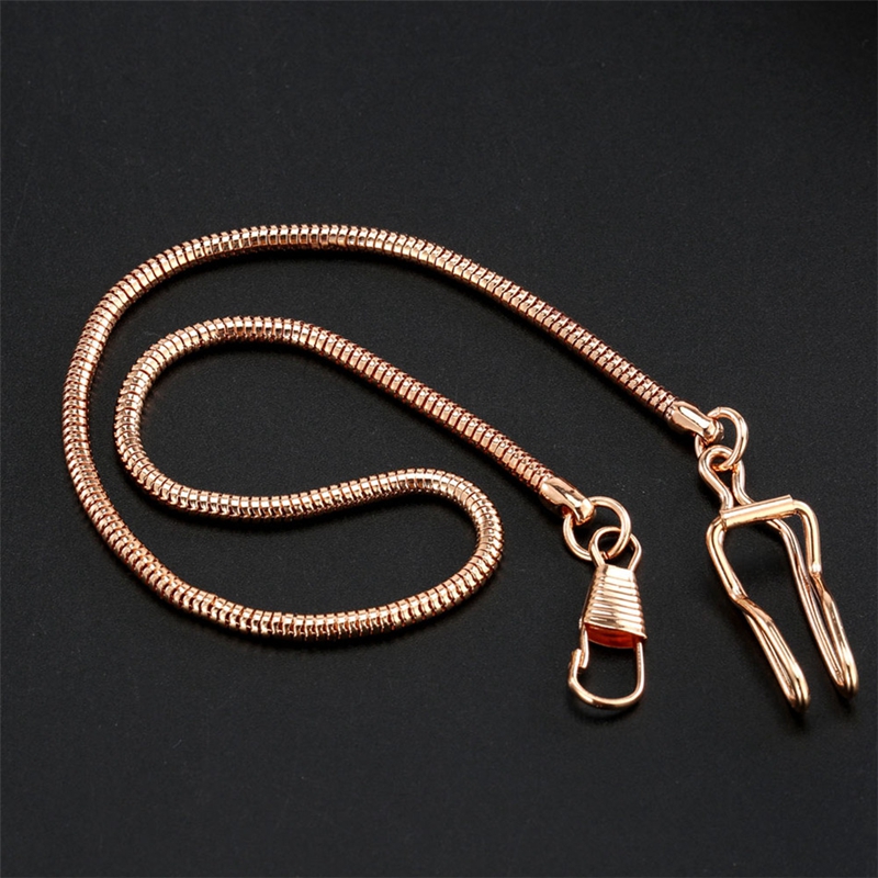 Ouywei-Cadena de acero inoxidable para reloj de bolsillo mecánico, accesorio para , plata, bronce, negro, dorado: ChainC Rose Gold