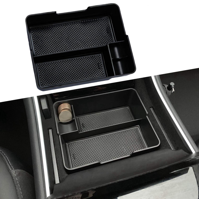 soporte de gafas de sol para Tesla Model 3 organizador de apoyabrazos central Insert Abs negro bandeja de materiales