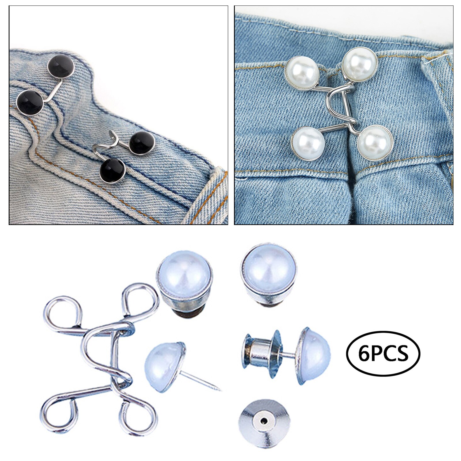 Sewing Hooks and Eyes Closure Nail-free Buttons Clothing Pants Clothing Trousers Skirt Waist Buckle Jacket Coats Craft Project: White Pearl