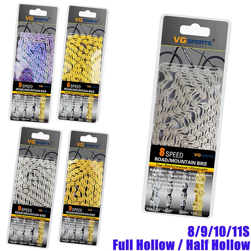 Vg sport 8-11 speed 116l fiets fietsketting mtb racefiets half/holle legering ultra lichte ketting vervanging voor 8/9/10/11 speed