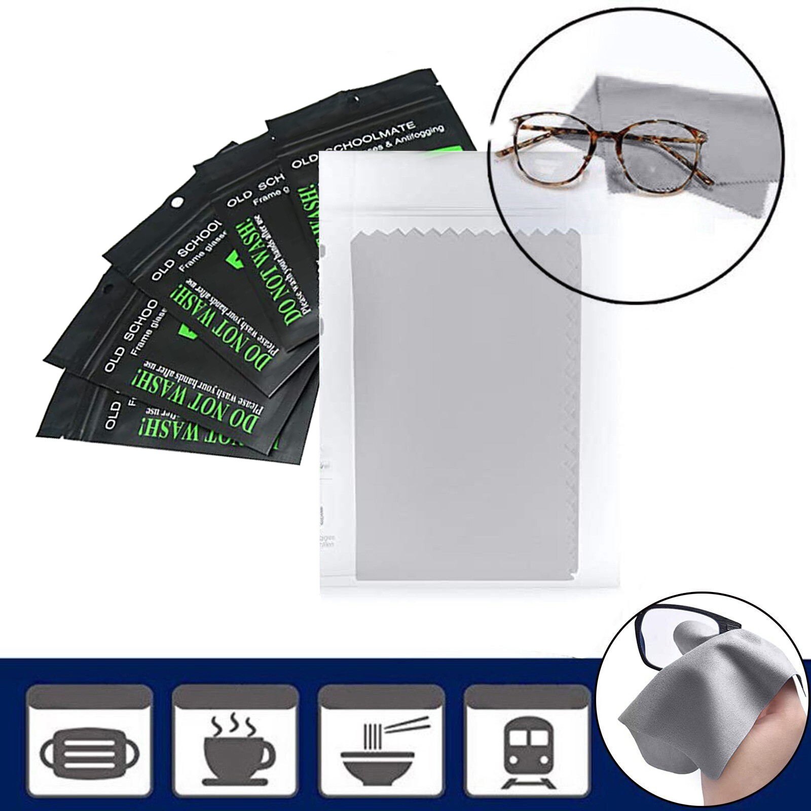 15x18cm 5PCS Glasses Cloth Microfiber Cleaner Cloths Cleaning Glasses Lens Clothes Black Eyeglasses Cloth Eyewear Accessories