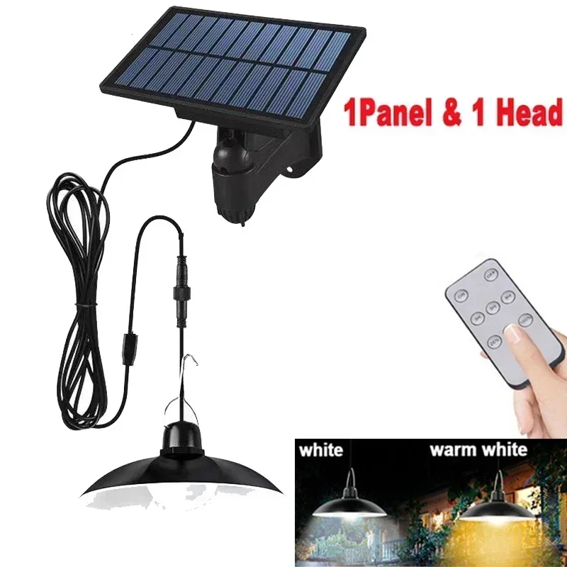 Hanglamp op zonne-energie Buiten Waterdichte LED-lamp Dubbele kop Kroonluchter Decoraties met afstandsbediening voor binnenschuur Schuurkamer: Blauw / 6-10W