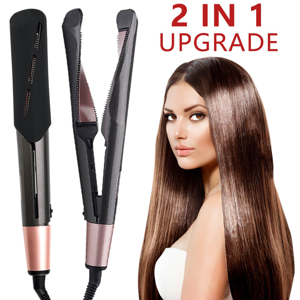 Hair Straightener Curling Iron 2 in 1 Tourmaline Ceramic Twisted Flat Iron With LCD Digital Display & Auto Shut-Off