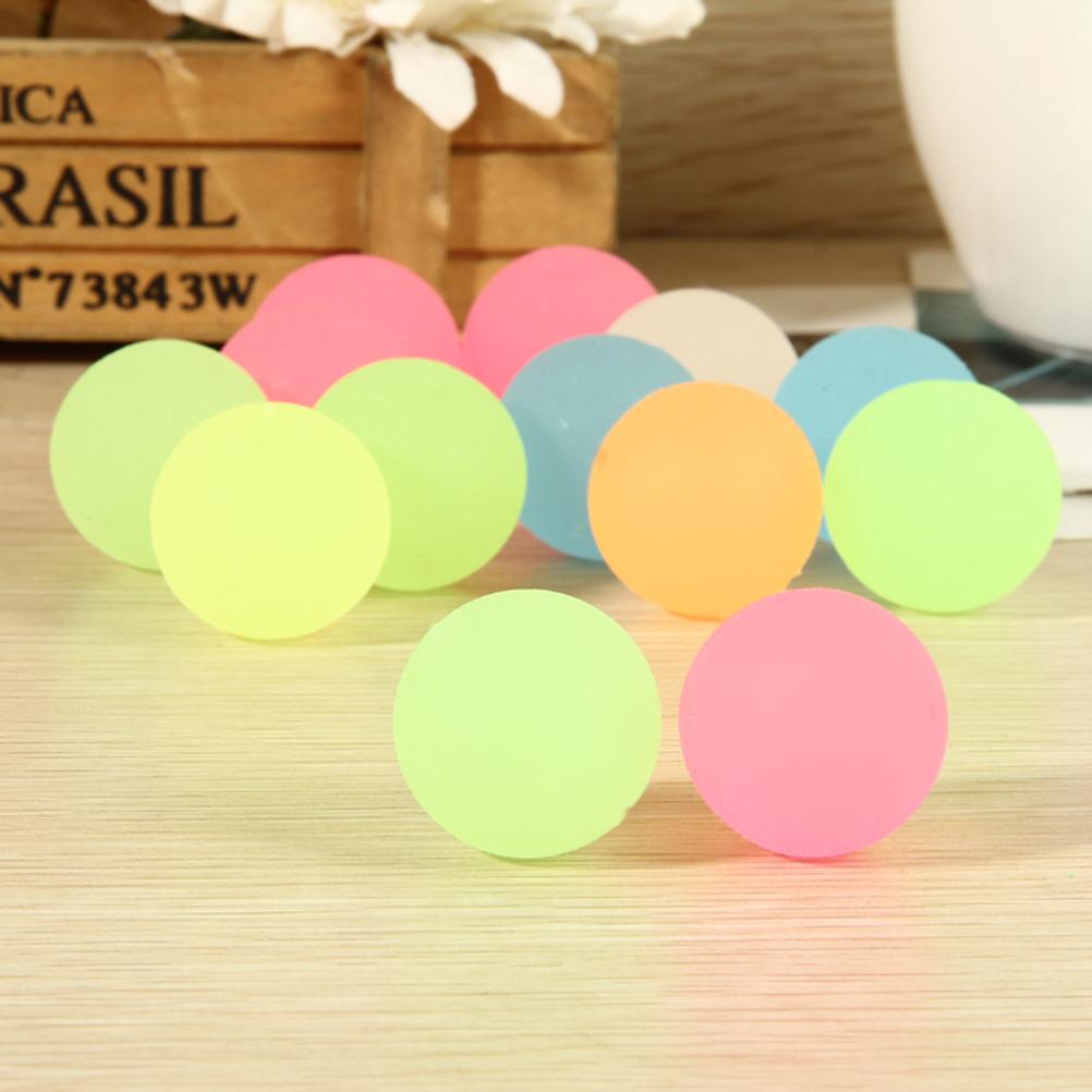 10Pcs 32MM Toy Balls Multi-color Luminous High Bounce Ball Glow in the Dark Noctilucent Ball Color Random