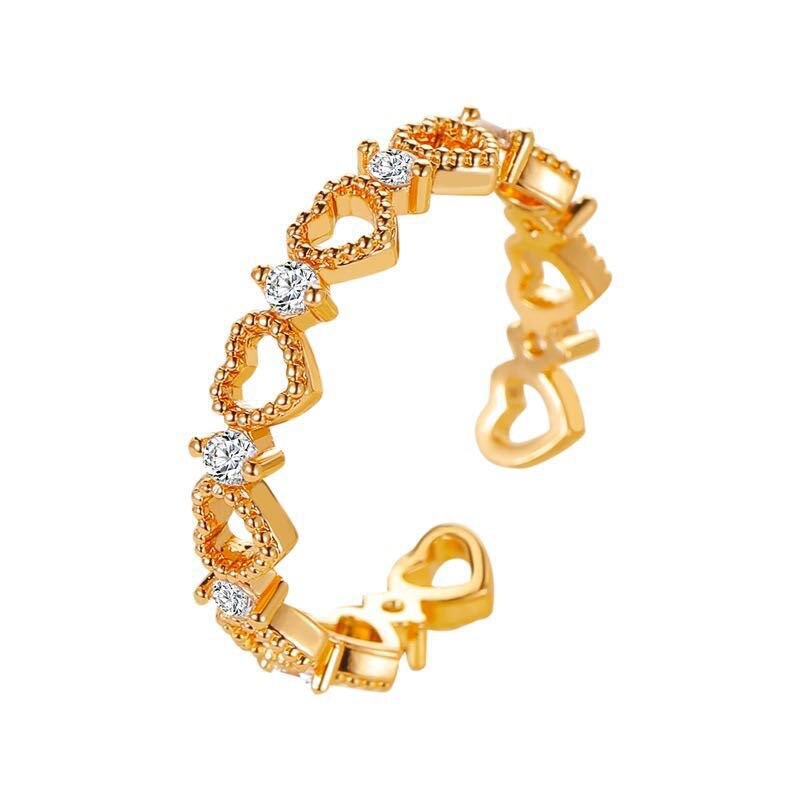 Bagues ouvertes simples en forme de cœur creux pour filles, bagues de couleur argent, bijoux de mariage esthétique, de promesse pour femmes: Couleur chocolat