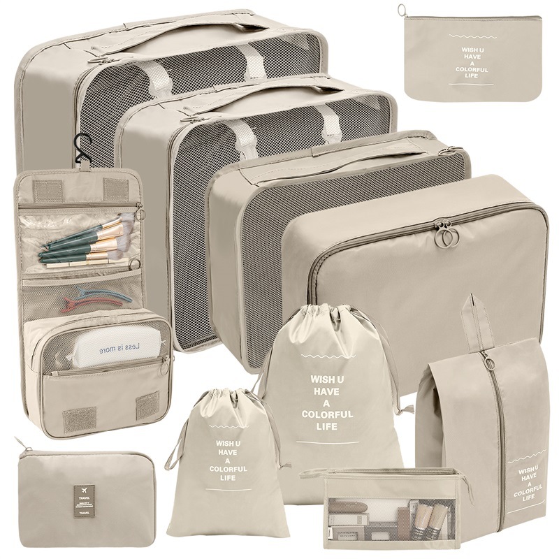 7/8/9/10 Pcs Set Reise Veranstalter Lagerung Taschen Koffer Verpackung Würfel Set Fällen Tragbare Gepäck Kleidung Schuh ordentlich Beutel Falten