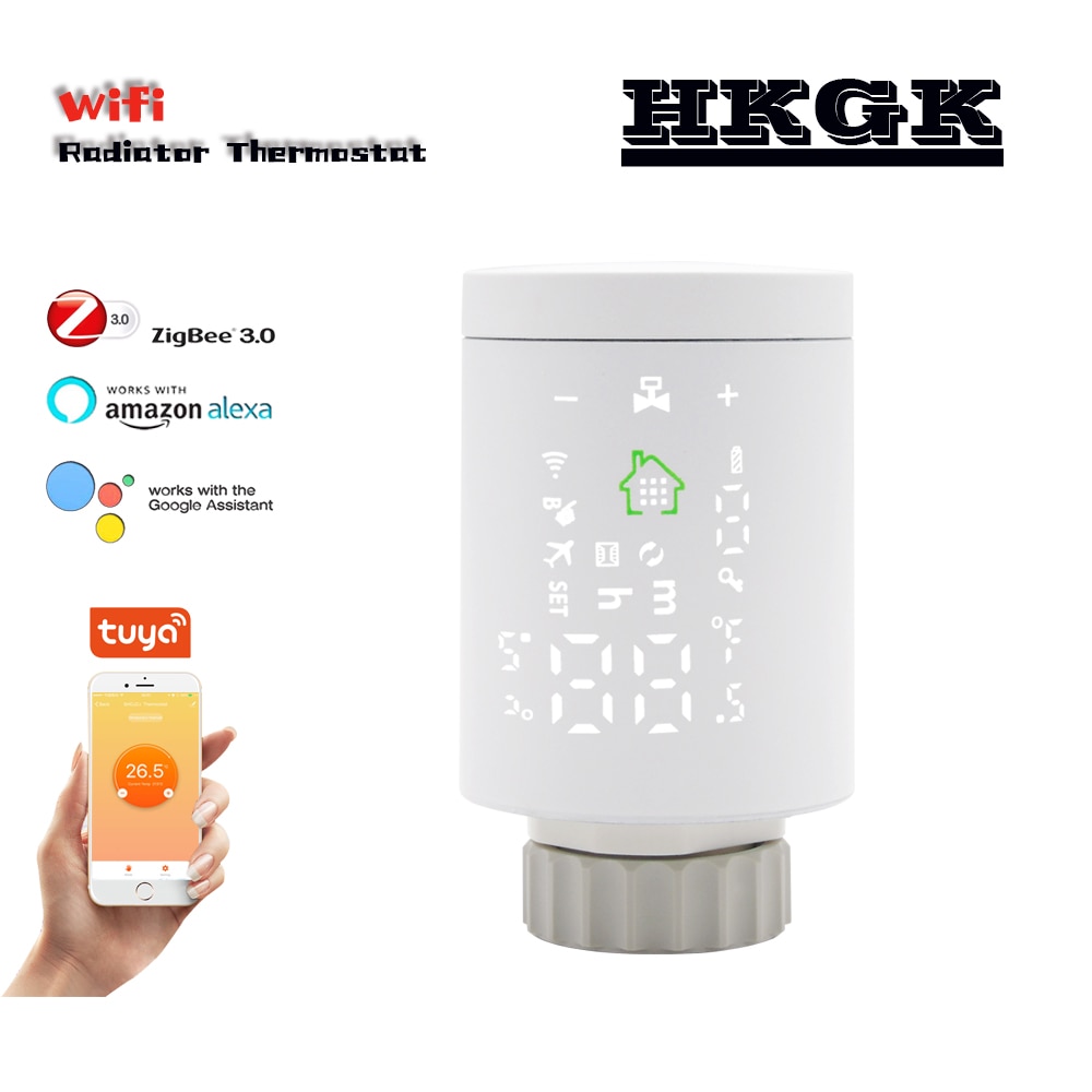 Zigbee smart Thermostatic valve with programmable ，Voice control temperature controller via Alexa