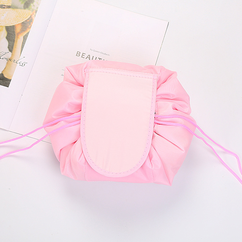 Unisex Portable Lazy Storage Cosmetic Bag Drawstring Waterproof Magic Makeup Pouch Large Capacity Travel Toiletry Bag: Pink