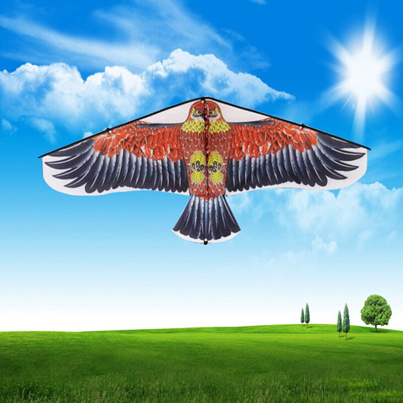 1M Platte Eagle Kite Met 30 Meter Kite Lijn Kinderen Vliegende Vogel Vliegers Windzak Outdoor Speelgoed Tuin Doek Speelgoed voor Kids