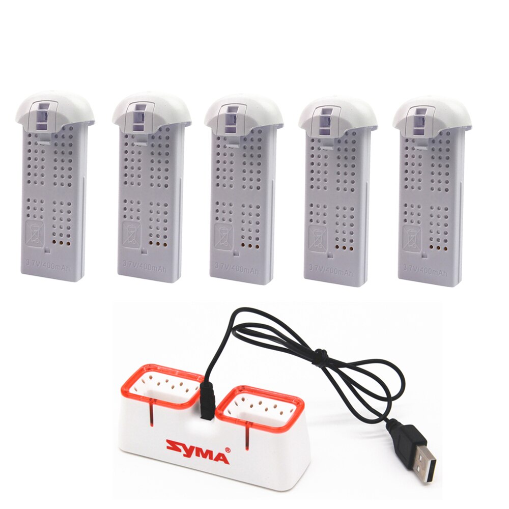 Syma-batería Lipo X22 / X22w Original para Dron, batería de 3,7 V y 400mAh con cargador, recambios de cargador, accesorios para cuadrirrotor RC, batería de 3,7 V y 400mAh: 5White  with Charger
