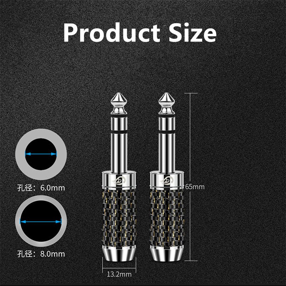 Conector Jack de 6,35mm, conector de 1/4 ", 3 polos, 6,35mm, 6,5mm, conectores de altavoz estéreo de mm, chapado en rodio para mezclador de micrófono para Cable de guitarra TRS