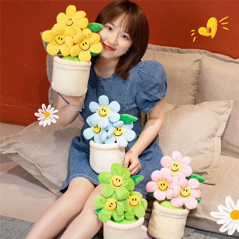 Jouet en peluche tournesol plante en pot succulente, décoration créative pour chambre à coucher, d&#39;ornement