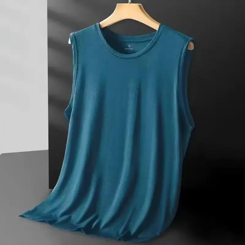 Herre issilke mesh vest let sports sommertøj ærmeløs t-shirt tanktop afslappet overtøj: M / Turkis