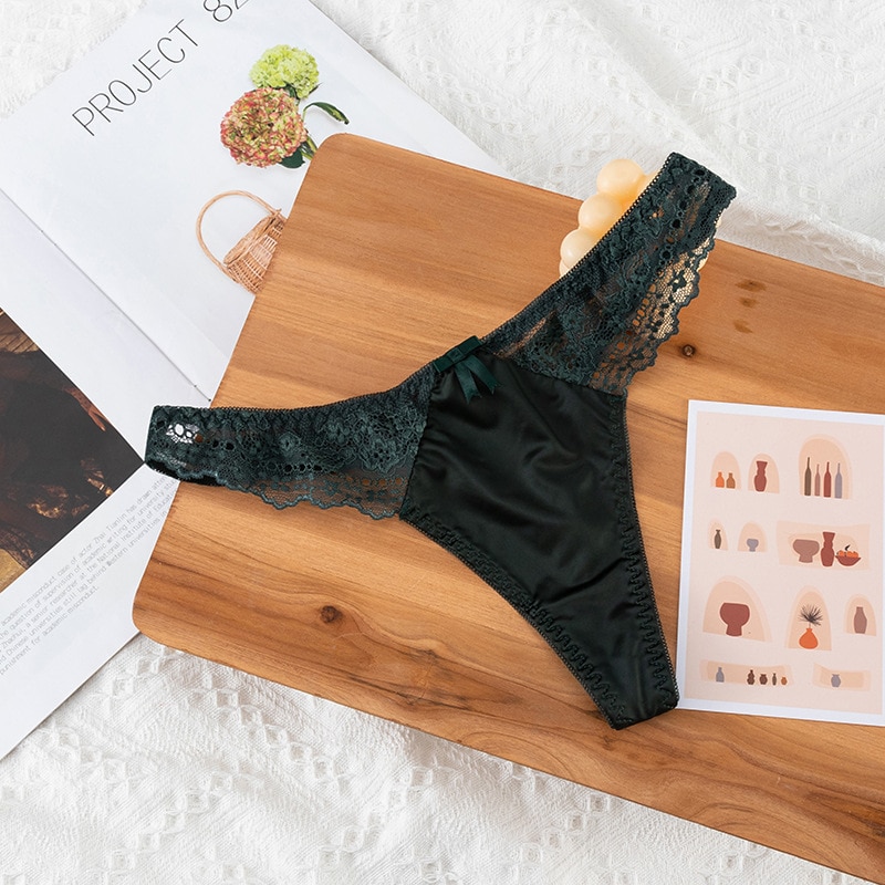 Tangas sexis de estilo europeo, bragas cómodas ahuecadas a la , Tanga sin costuras de cintura baja, pantalones, bragas de encaje sexis, lencería: Beige