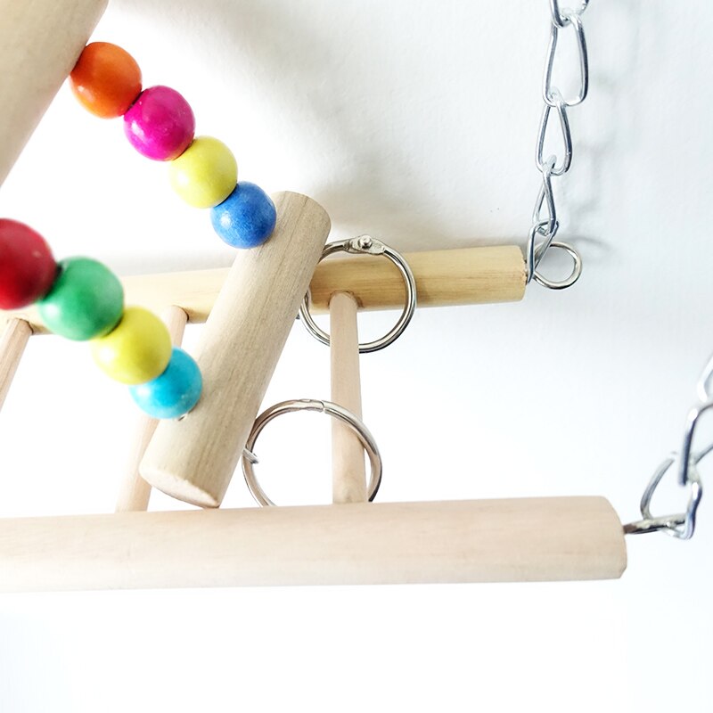 Papageien Spielzeug Vogel Schaukel ÜSpund Klettern Hängen Leiter Brücke Holz Regenbogen Haustier Papagei Ara Hängematte Vogel Spielzeug Mit Glocken