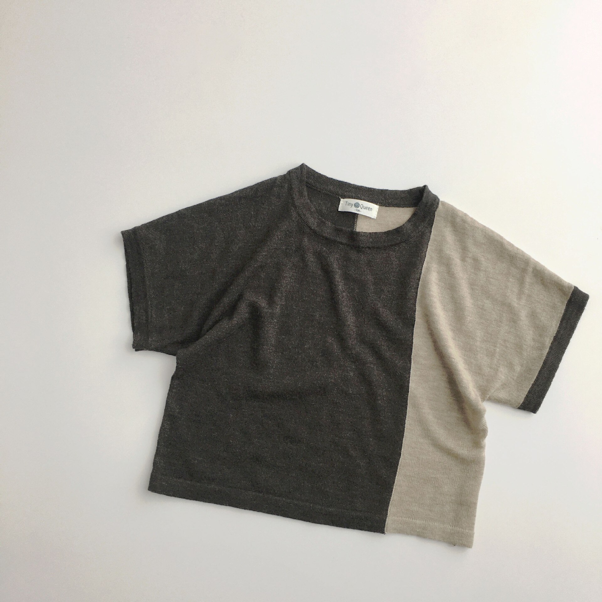 d'été De Style Coréen Bébé Garçons Tricoté Mince T-shirts enfants en Bas Âge Enfants Décontracté Hauts Manches Courtes Hauts Amples Hauts: color A / 5T