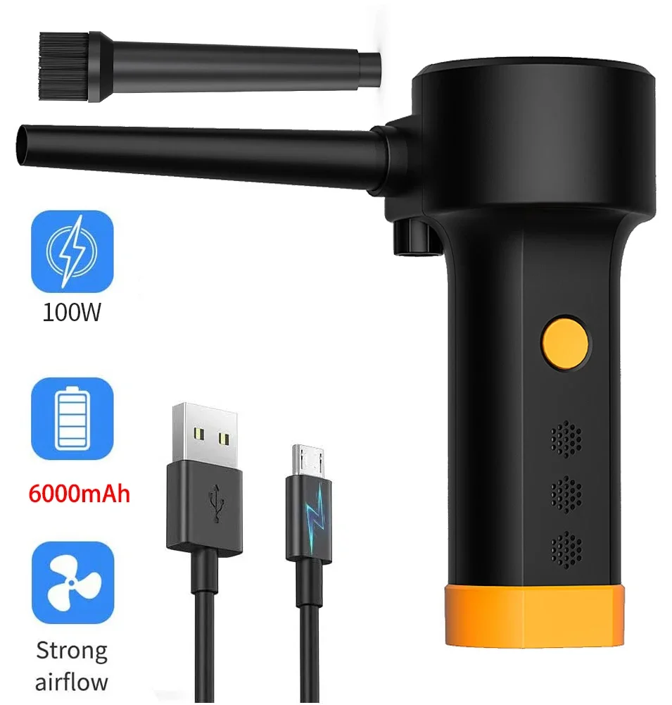 Elektrische Luft Staubtuch aufladbare, Druckluft Dosen USB,kabellos Luft gebläse Reinigung Staub, Laptop Reiniger, Computer PC konserven luft: Orange