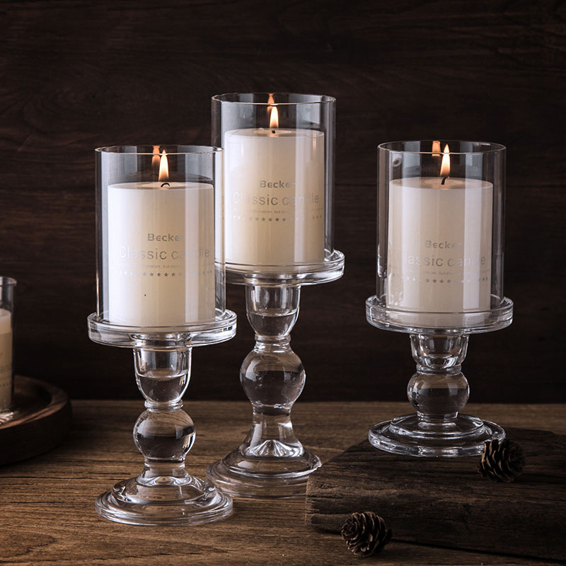 Nordisk glass lysestake med deksel for telys lysestake hjemmedekorasjon krystall søyle lysestaker bryllup kandelaber