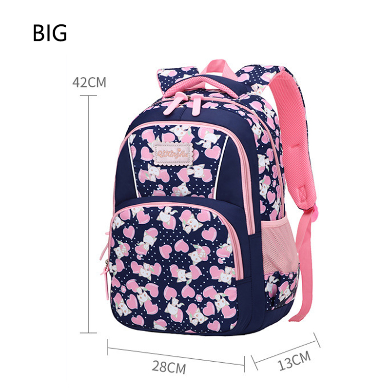 Enfants sacs d'école pour filles école primaire sac à dos enfant princesse impression cartable Oxford grand dessin animé 6-12 ans: Large royal blue