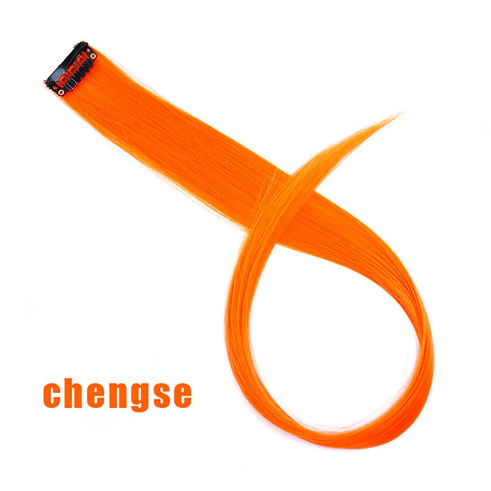 Wszystkie długie proste włosy spinka robić przedłużania włosów w podświetleniu tęczowe włosy smuga różbyć winnym syntetyczne pasma włosów na klipsach: #2