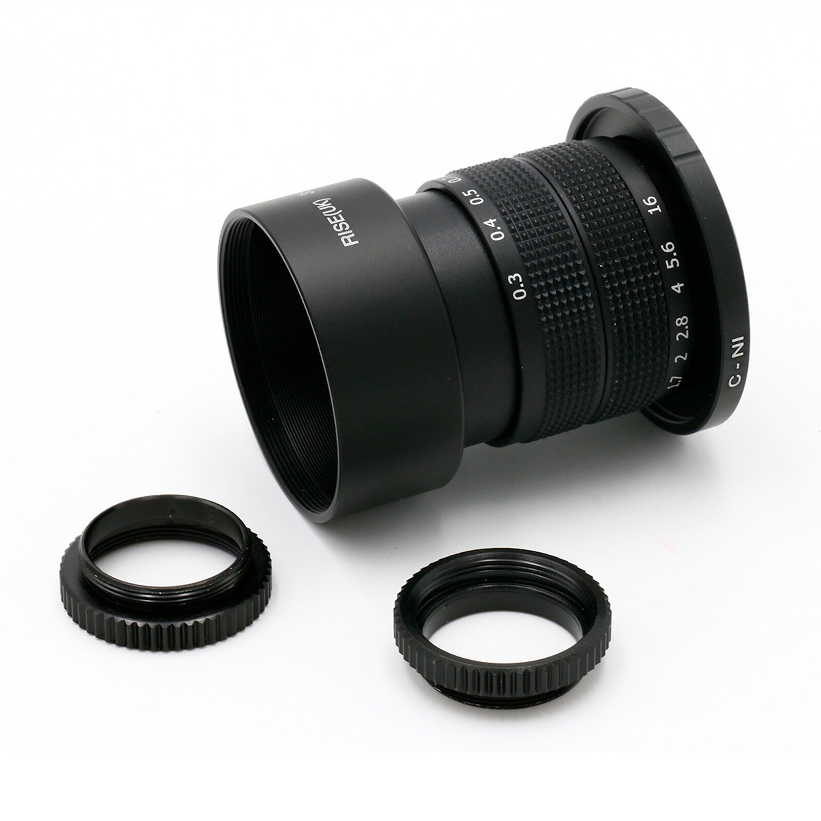 Objectif de vidéosurveillance Fujian 35mm f/1.7 APS-C + bague d&#39;adaptation + 2 anneaux Macro + pare-soleil pour caméra sans miroir NIKON1 J1/J2/J3/J4/J5