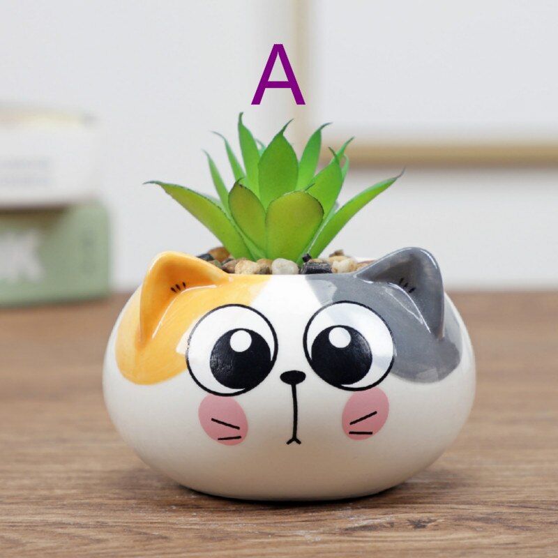Dessin animé Animal Pot de fleur Pot d'intérieur Succulent plante Pot décoration de la maison artisanat décoration: A